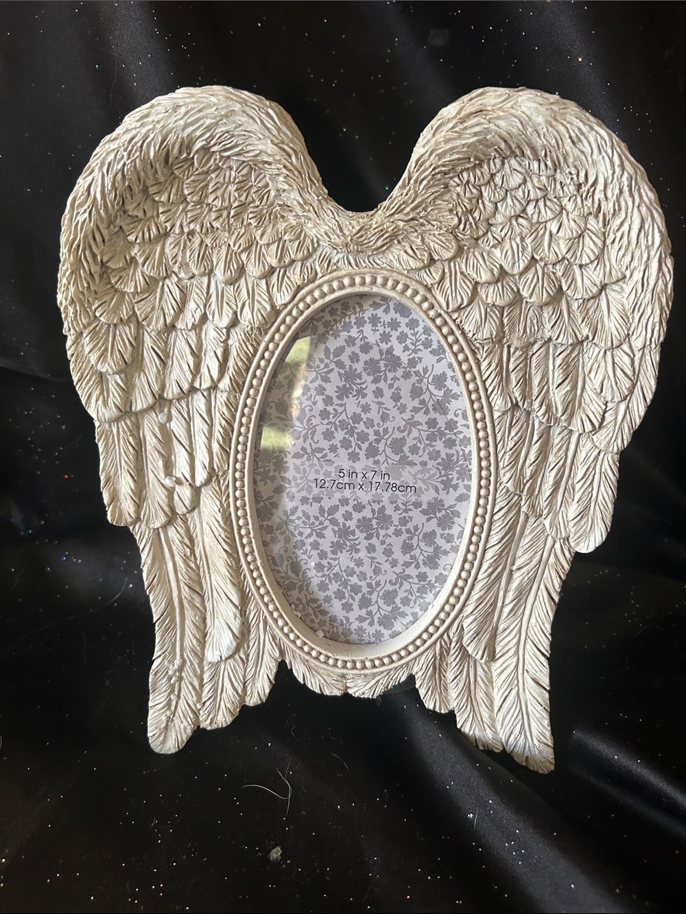 Angel Wings Oval Photo Frame in Antique White (LC)